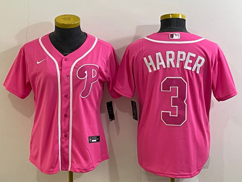 Women's Philadelphia Phillies Active Player Custom Pink Stitched Baseball Jersey(Run Small) Women's Philadelphia Phillies Active Player Custom Pink Stitched Baseball Jersey(Run Small)